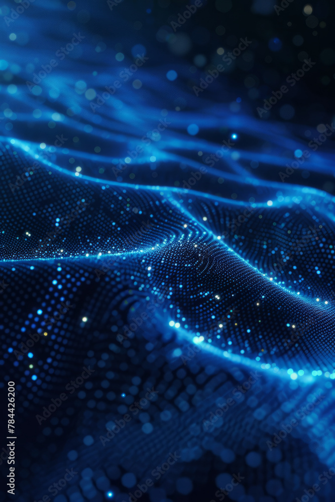 Poster abstract background design featuring waving particles and flow dots, perfect for tech-related market