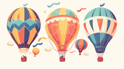 Hot Air Balloons Clipart 2d flat cartoon vactor illustration