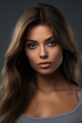 Fototapeta premium A beautiful young woman with long brown hair