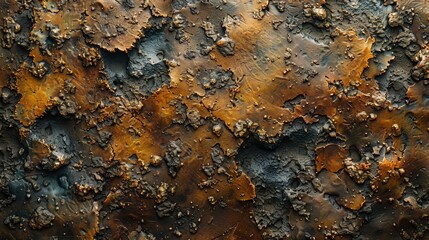   A detailed view of weathered metal, adorned with intricate patterns of rust and accumulated grime