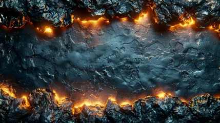 Deurstickers   A tight shot of a metal surface with fire erupting and smoke billowing from its uppermost portion © Jevjenijs