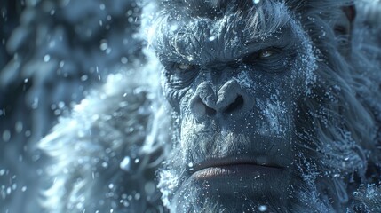   A tight shot of a gorilla's expressive face in War for the Planet of the Apes