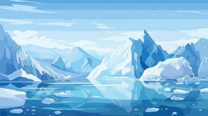 Fototapeta na wymiar Ice mountain in water vector illustration. Northern