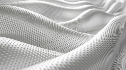   A tight shot of a white fabric showcasing undulating waves at its upper and lower edges - obrazy, fototapety, plakaty