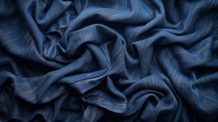 Foto op Plexiglas   A close-up of a blue fabric textured with a cloth-like material, appearing authentic and genuine © Jevjenijs