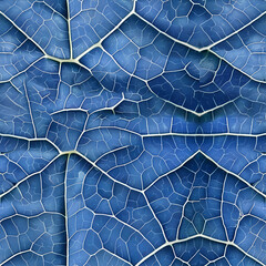 Detailed Blue Leaf Texture, Crisp Vein Patterns, Natural Botanical Background