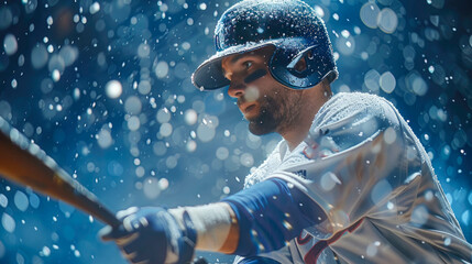 Baseball player in action. Baseball player in action. Winter sport - obrazy, fototapety, plakaty