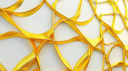 Golden arcs crisscross in a dance of geometry on pristine white, oozing opulence.