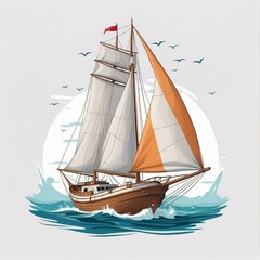 Sailboat vector on white background