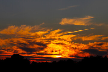 A cloud palette at sunset in orange and yellow colors