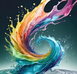 set of 1 water splash twist style 3d render water color juicy