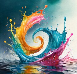 set of 1 water splash twist style 3d render water color juicy