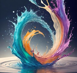 set of 1 water splash twist style 3d render water color juicy