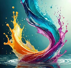 set of 1 water splash twist style 3d render water color juicy