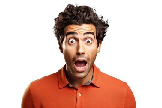 Startled Gentleman in Awe of Unforeseen Revelation. On White or PNG Transparent Background.