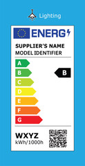 Vector EU energy rating label - Lighting. European Union energy label editable pictogram. EU domestic appliances energetic class. 