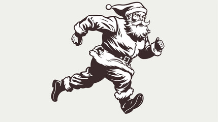 Isolated silhouette of a running santa claus black