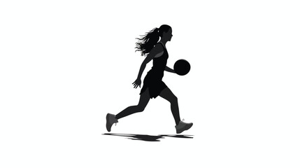 Fototapeta na wymiar Isolated silhouette of a woman basketball player bl