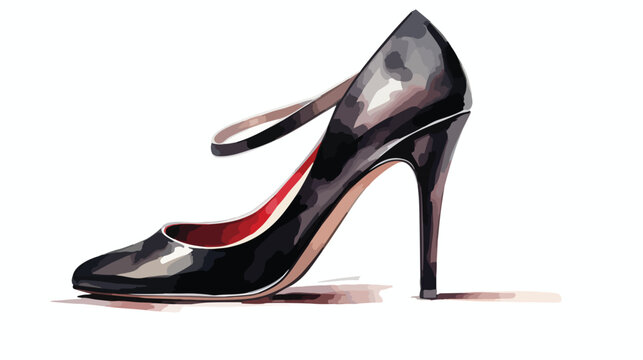 Isolated watercolor illustrated black woman heels s
