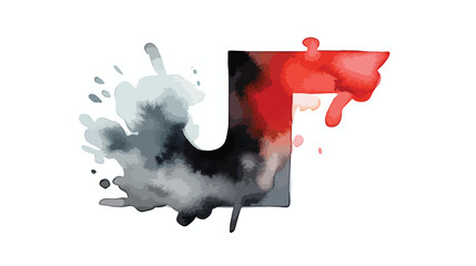 Isolated watercolor illustration of black hash tag - obrazy, fototapety, plakaty