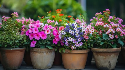 Fototapeta na wymiar Beautiful flowers in pots. AI generative.