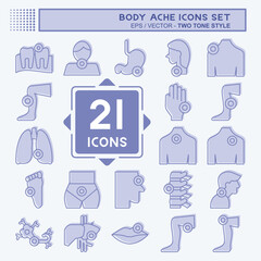 Icon Set Body Ache. related to Healthy symbol. two tone style. simple design editable. simple illustration