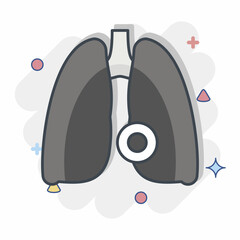 Icon Lung Disease. related to Body Ache symbol. comic style. simple design editable. simple illustration