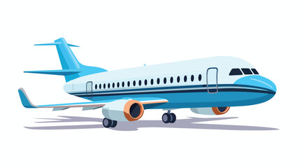 Jet airplane on a white background 2d flat cartoon