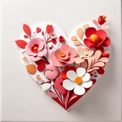 Beautiful flower heart for Valentine's Day card. Origami Flowers.