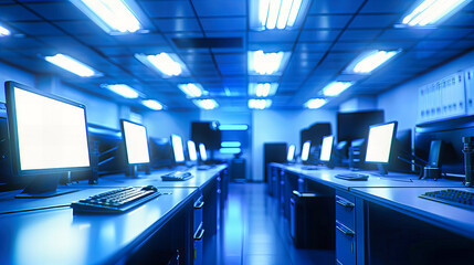 Advanced Computer Lab with Multiple Workstations, Modern Educational Environment for Learning and Research