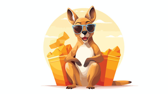 Kangaroo in 3D movie glasses cartoon vector illustration