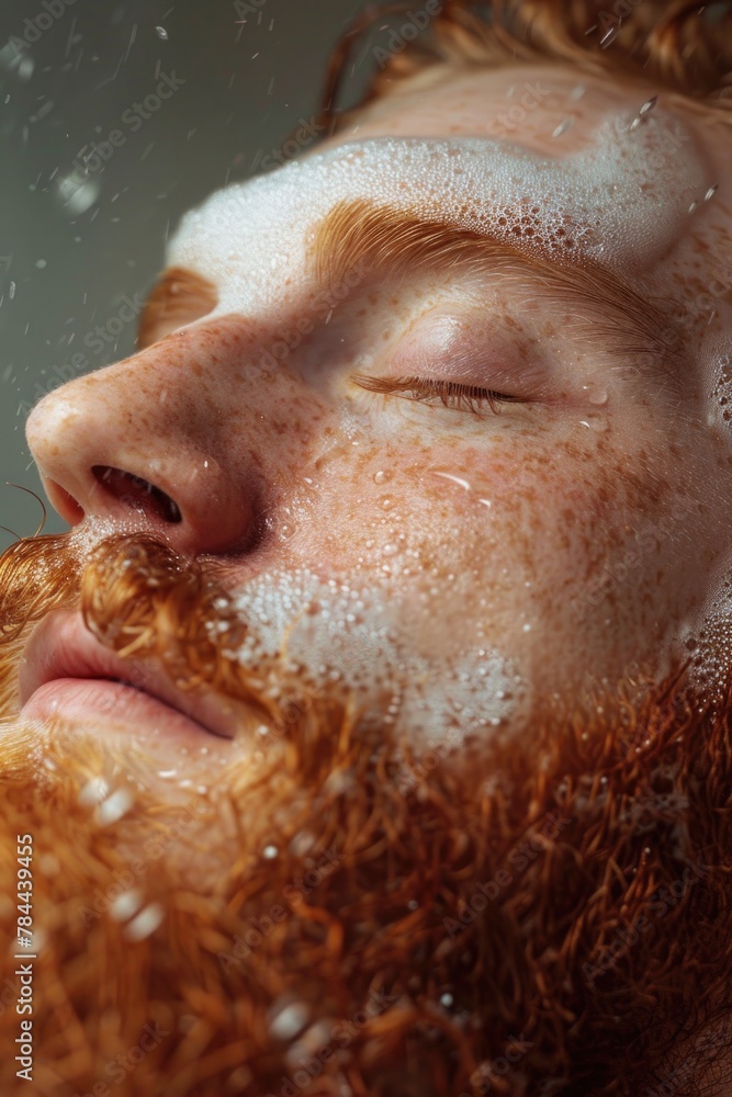 Poster Close up portrait of a person with a beard. Suitable for various projects