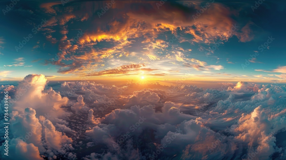 Poster A beautiful sunset scene with clouds in the sky. Perfect for various design projects