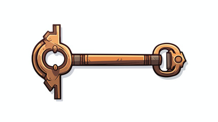 Key and lock icon cartoon vector illustration 2d flat