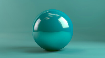 Teal blue satin-finished 3D sphere for sleek web and gallery designs.