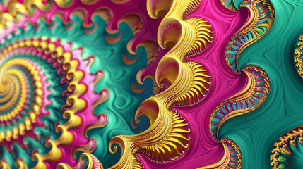 Festive 3D fractals swirl in carnival colors, creating a jubilant abstract mood.