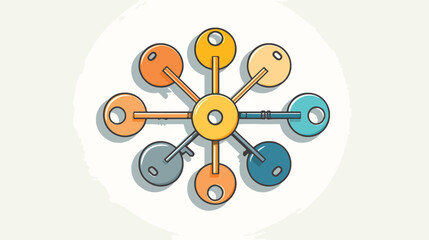 Keys on a circle 2d flat cartoon vactor illustration