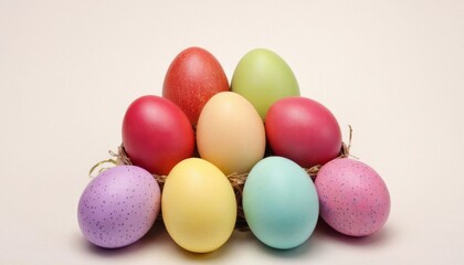 Obraz premium Perfect colorful handmade easter eggs isolated on a white