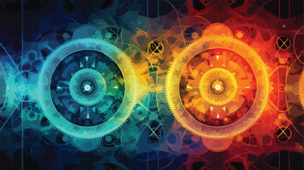 Lacy colorful clockwork pattern. Digital fractal ar - obrazy, fototapety, plakaty