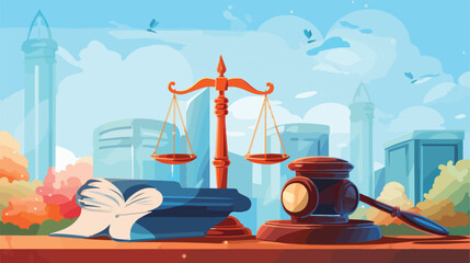 Law symbols on bright background. Place for text. 2