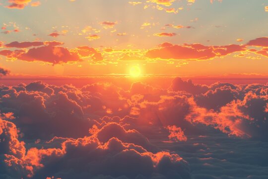 Beautiful sunset over a cloudy sky, perfect for backgrounds or inspirational content