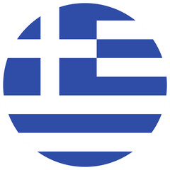 National Flag of Greece. Vector illustration of Greece flag in circle shape. The color and size of the original. The symbol of Independence Day, a souvenir, a button, an icon.