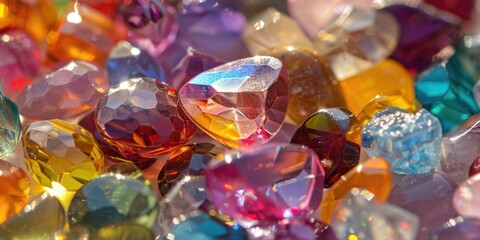 A close up of a variety of different colored gems. Perfect for jewelry or gemstone related projects
