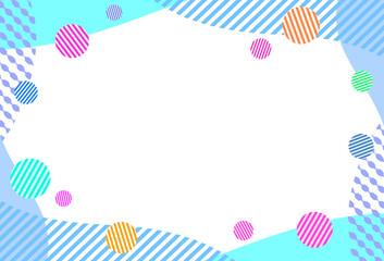 幾何学　フレーム　枠　素材　ストライプ　ポップ　おしゃれ　飾り枠　見出し　タイトル　表紙　メッセージカード　シンプル　さわやか　夏