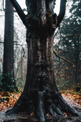 Tree standing in midst of woodland