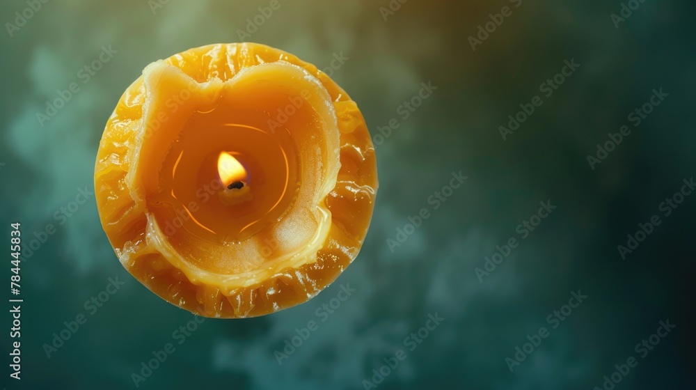 Poster a serene image of a single candle floating on water. perfect for relaxation or spa-themed designs