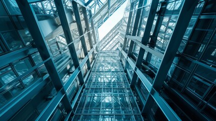 glass buildings with cloudy blue sky background