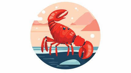 Lobster icon in red circle isolated on white background