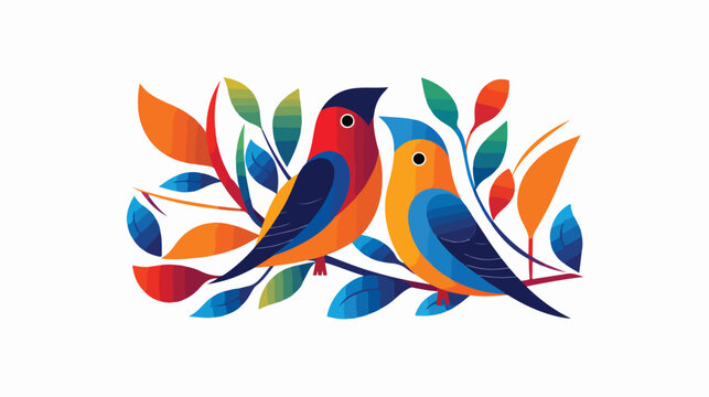 Logo 3 birds graphic element. Image with 3 bright b