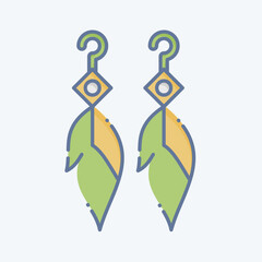 Icon Feather Earning. related to Indigenous People symbol. doodle style. simple design editable. simple illustration